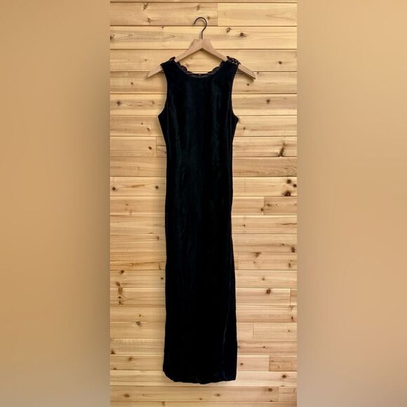 Vintage Scott McClintock Size Small Velvet Red Lace Back Maxi Prom Gown - Picture 1 of 13